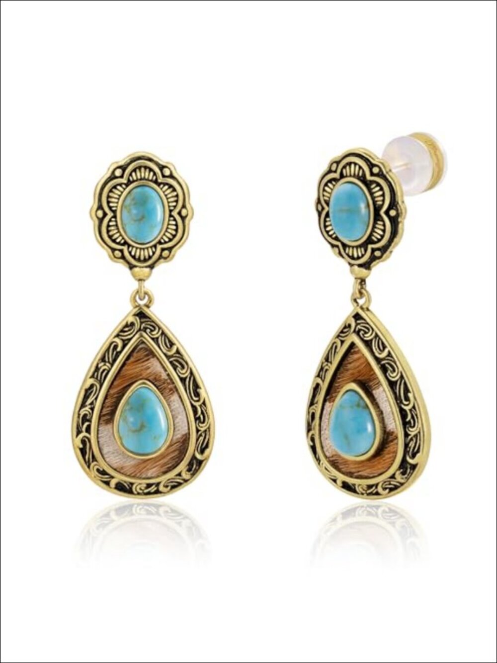 Genuine Horsehair Turquoise Dangle Earrings Western Cowgirl Jewelry